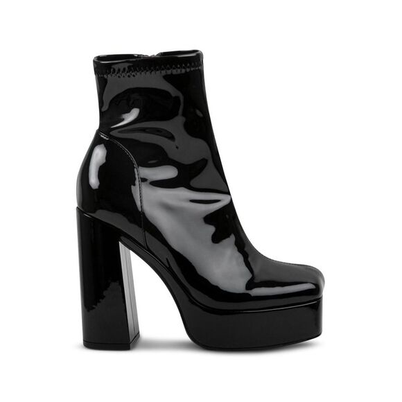 STEVE MADDEN Womens Black 1-1/2" Platform Bianca Toe Block Heel Booties 9 M - Picture 2 of 4